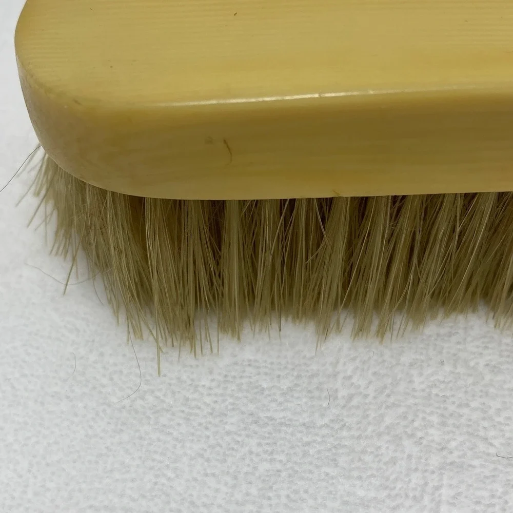 Vintage Cream Colored Bakelite‎ Clothes Brush Natural Bristles Wood Handle *READ